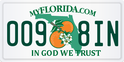 FL license plate 0098IN