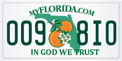 FL license plate 0098IO