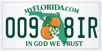 FL license plate 0098IR