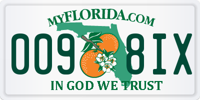 FL license plate 0098IX