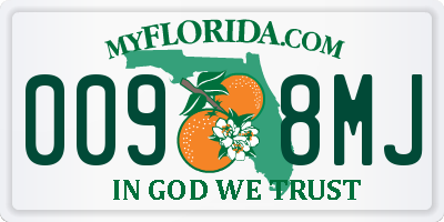 FL license plate 0098MJ