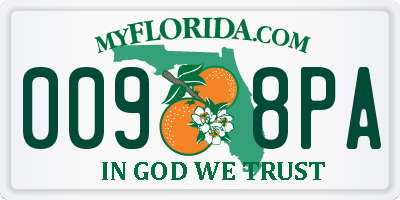 FL license plate 0098PA