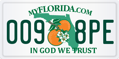 FL license plate 0098PE