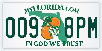 FL license plate 0098PM