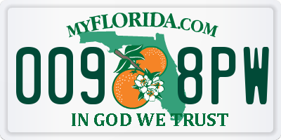 FL license plate 0098PW