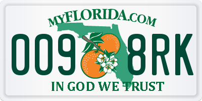FL license plate 0098RK