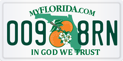 FL license plate 0098RN
