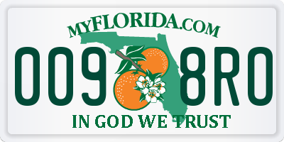 FL license plate 0098RO
