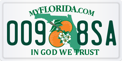 FL license plate 0098SA