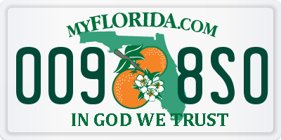 FL license plate 0098SO