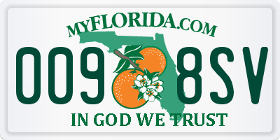 FL license plate 0098SV