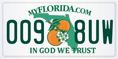 FL license plate 0098UW