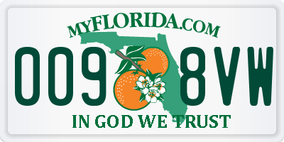 FL license plate 0098VW