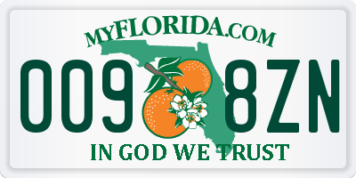 FL license plate 0098ZN
