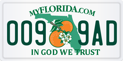 FL license plate 0099AD