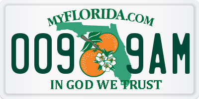 FL license plate 0099AM