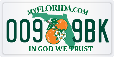 FL license plate 0099BK