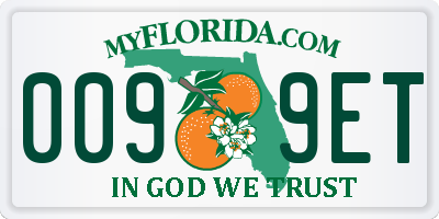 FL license plate 0099ET