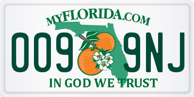 FL license plate 0099NJ