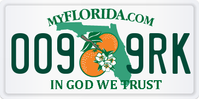 FL license plate 0099RK