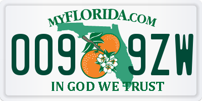 FL license plate 0099ZW