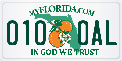 FL license plate 0100AL