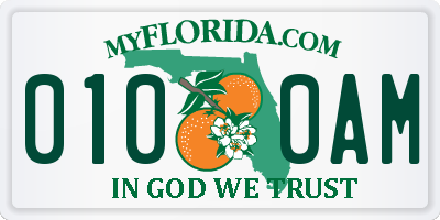 FL license plate 0100AM