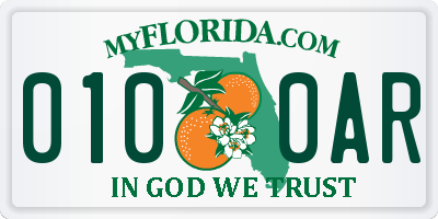 FL license plate 0100AR