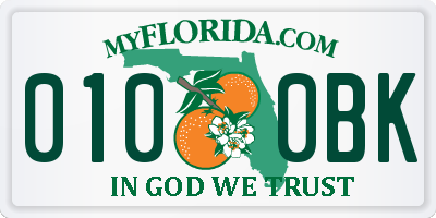 FL license plate 0100BK
