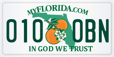 FL license plate 0100BN
