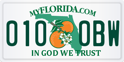 FL license plate 0100BW