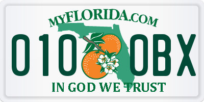 FL license plate 0100BX