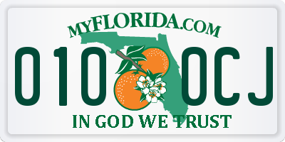 FL license plate 0100CJ