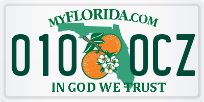 FL license plate 0100CZ