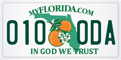 FL license plate 0100DA