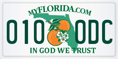 FL license plate 0100DC