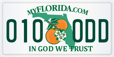 FL license plate 0100DD