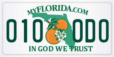 FL license plate 0100DO