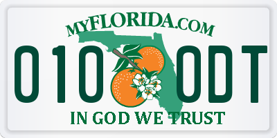 FL license plate 0100DT