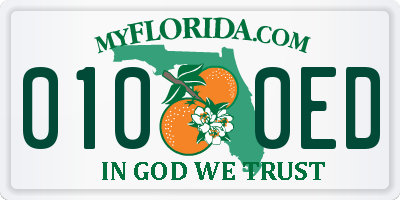 FL license plate 0100ED
