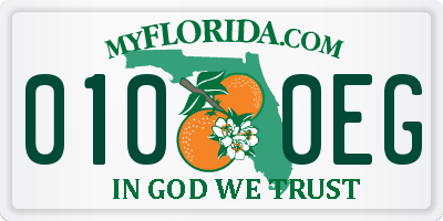 FL license plate 0100EG