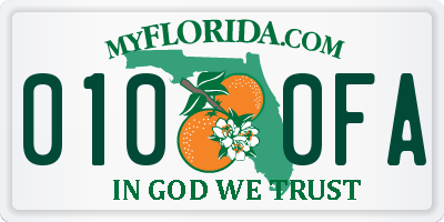 FL license plate 0100FA