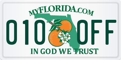 FL license plate 0100FF