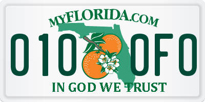 FL license plate 0100FO