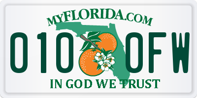 FL license plate 0100FW