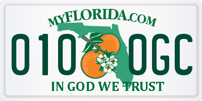 FL license plate 0100GC