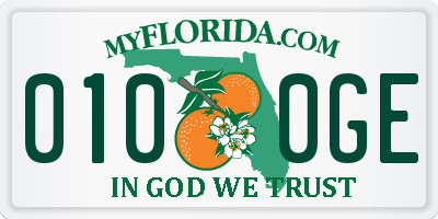 FL license plate 0100GE