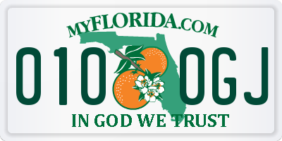 FL license plate 0100GJ