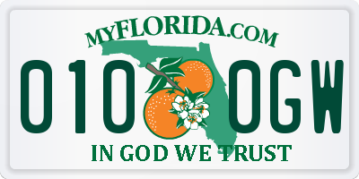 FL license plate 0100GW