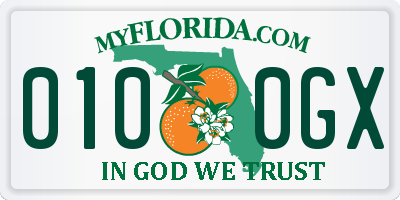 FL license plate 0100GX